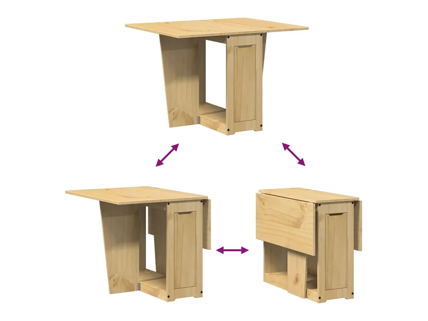 Mesa de comedor plegable mariposa Corona madera pino marrón