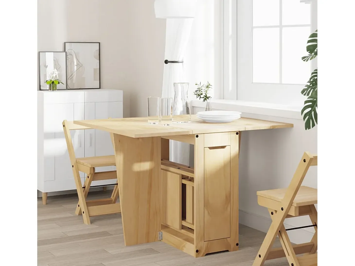 Mesa de comedor plegable mariposa Corona madera pino marrón