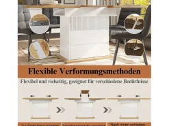 Mesa de comedor plegable para 4-6 personas - 110-140 x 80 x 75 cm - extensible - con 1 puerta + 2 cajones - MDF - blanco