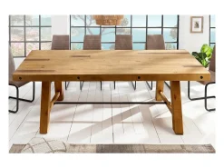 Mesa de comedor RANCHO – Madera de pino reciclado barnizado – 240 cm – Estilo rústico