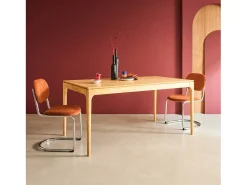 Mesa de comedor rectangular en madera de 6 plazas natural
