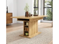 Mesa de comedor rectangular - Mesa de comedor natural con espacio de almacenamiento y tablero ajustable - Para comedor y sala de estar