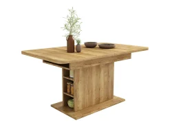 Mesa de comedor rectangular - Mesa de comedor natural con espacio de almacenamiento y tablero ajustable - Para comedor y sala de estar