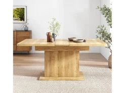 Mesa de comedor rectangular - Mesa de comedor natural con espacio de almacenamiento y tablero ajustable - Para comedor y sala de estar