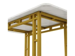 Mesa de comedor rectangular de 120 x 70 cm - patas doradas y estructura metálica - tablero de MDF blanco