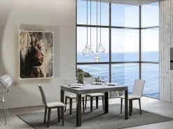 Mesa de comedor rectangular Liva 130 cm gris hormigón con patas de metal gris oscuro