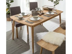 Mesa de comedor rectangular 120 cm en madera maciza de roble Kundy
