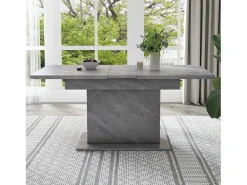Mesa de comedor rectangular - Mesa de comedor gris con almacenaje y tablero regulable - para comedor y salón