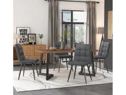 Mesa de comedor rectangular de MDF con patas de metal negro, madera de nogal, (117x68x75 cm)