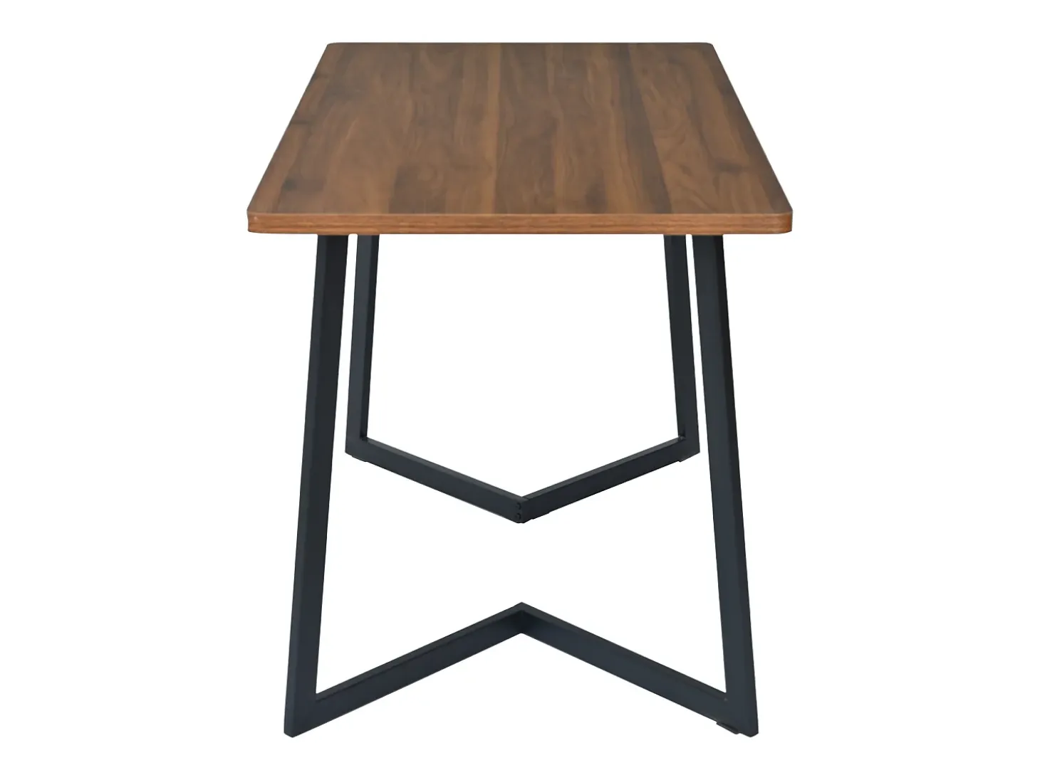 Mesa de comedor rectangular de MDF con patas de metal negro, madera de nogal, (117x68x75 cm)
