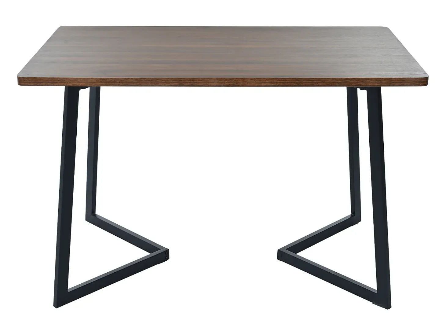 Mesa de comedor rectangular de MDF con patas de metal negro, madera de nogal, (117x68x75 cm)