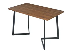 Mesa de comedor rectangular de MDF con patas de metal negro, madera de nogal, (117x68x75 cm)