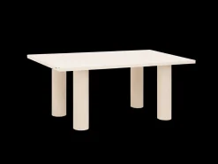 Mesa de comedor rectangular de madera maciza en tono roble oscuro y patas de microcemento en tono tierra DECOWOOD de 200x75cm - LUCÍA - DECOWOOD