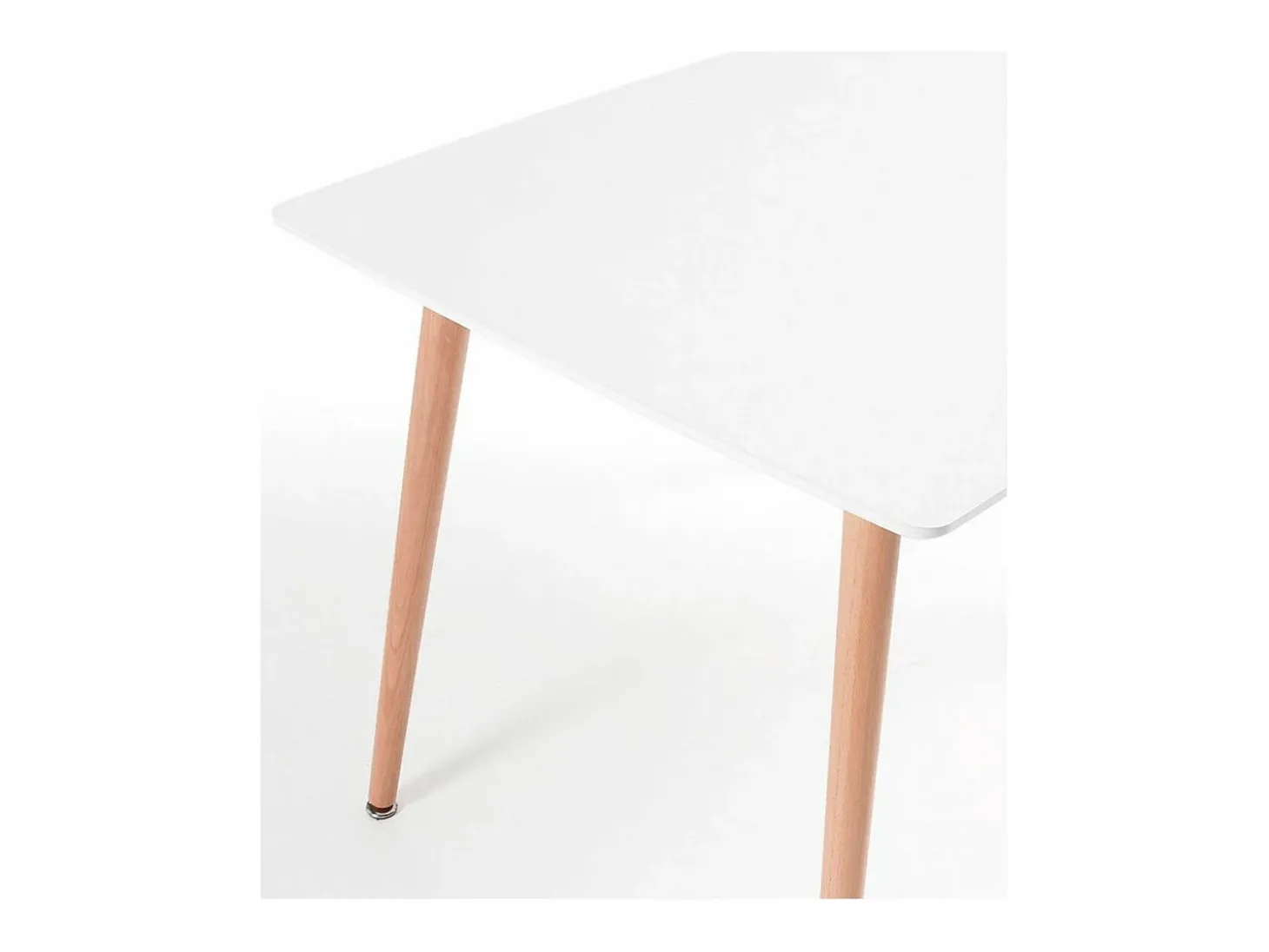 Mesa de comedor rectangular de 75x120x80 cm en color blanco con patas de madera Nórdica