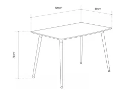 Mesa de comedor rectangular de 75x120x80 cm en color blanco con patas de madera Nórdica