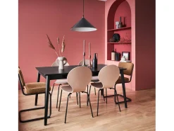 Mesa de comedor rectangular extensible de 6-8 plazas negro