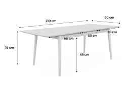 Mesa de comedor rectangular extensible de 6-8 plazas negro