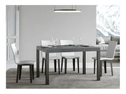 Mesa de comedor rectangular Evy 180 cm de hormigón gris y metal antracita