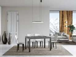 Mesa de comedor rectangular Evy 180 cm de hormigón gris y metal antracita