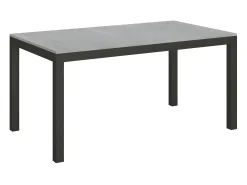 Mesa de comedor rectangular Evy 160 cm de hormigón gris y metal antracita