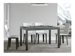 Mesa de comedor rectangular Evy 160 cm de hormigón gris y metal antracita