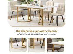 Mesa de comedor rectangular – 140x80 cm, Base de metal, Elegante