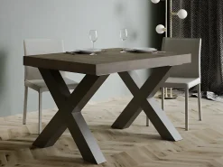 Mesa de comedor rectangular de madera oscura y patas de metal gris oscuro Tsara 180 cm