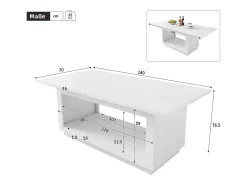 Mesa de comedor rectangular extensible 140/180 x 70 cm, blanca – Para 4 a 6 personas