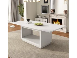 Mesa de comedor rectangular extensible 140/180 x 70 cm, blanca – Para 4 a 6 personas