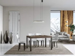 Mesa de comedor rectangular Evy 160 cm de madera oscura y metal antracita