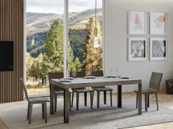 Mesa de comedor rectangular Liva 160 cm de hormigón gris con patas de metal gris oscuro