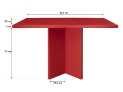 Mesa de comedor rectangular tablero laminado de 3cm rojo llama 90x120
