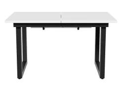 Mesa de comedor rectangular - con tablero retráctil blanco - patas de metal negro - para comedor y sala de estar