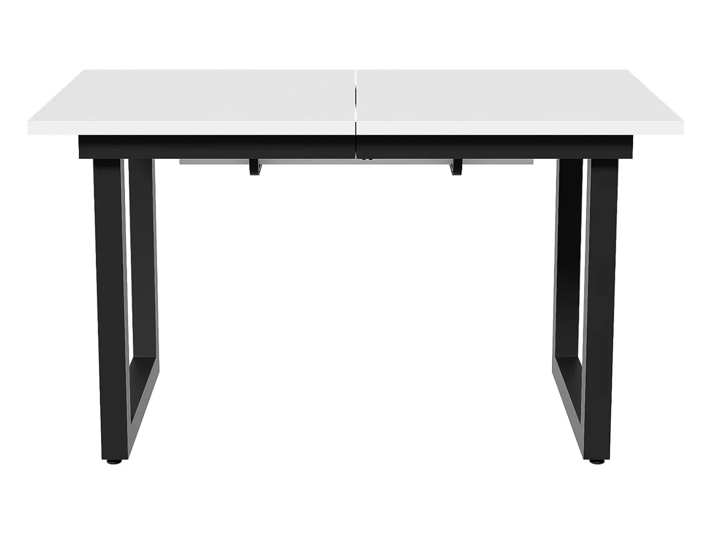 Mesa de comedor rectangular - con tablero retráctil blanco - patas de metal negro - para comedor y sala de estar