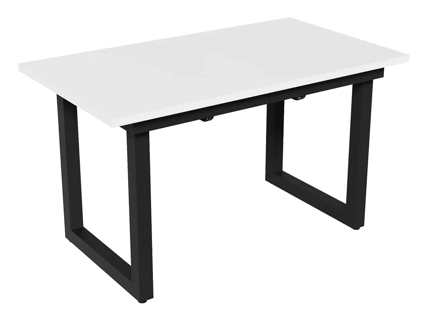 Mesa de comedor rectangular - con tablero retráctil blanco - patas de metal negro - para comedor y sala de estar
