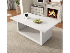 Mesa de comedor rectangular extensible para 6-8 personas en MDF blanco - 140/180x70x76,5cm