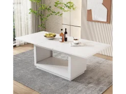 Mesa de comedor rectangular extensible para 6-8 personas en MDF blanco - 140/180x70x76,5cm