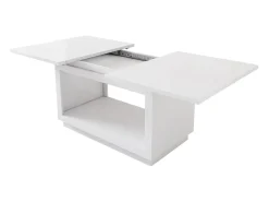 Mesa de comedor rectangular extensible para 6-8 personas en MDF blanco - 140/180x70x76,5cm