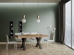 Mesa de comedor rectangular Tsara 180 cm de madera clara con patas de metal gris oscuro