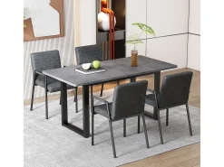 Mesa de comedor rectangular para 4 a 6 cubiertos - L140xW70xH75cm - Tablero de partículas - Gris