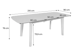 Mesa de comedor rectangular y extensible, 160 - 210cm natural