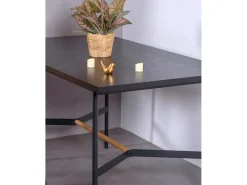 Mesa de comedor rectangular en madera de roble (140x80) - Blackstorm - Negro