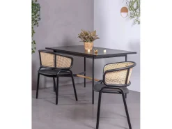 Mesa de comedor rectangular en madera de roble (140x80) - Blackstorm - Negro