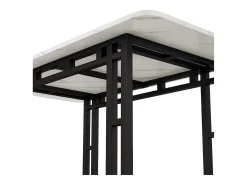 Mesa de comedor rectangular de 120 x 70 cm - patas negras y estructura metálica - tablero de MDF blanco