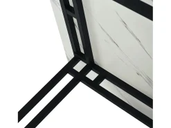 Mesa de comedor rectangular de 120 x 70 cm - patas negras y estructura metálica - tablero de MDF blanco