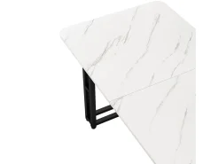 Mesa de comedor rectangular de 120 x 70 cm - patas negras y estructura metálica - tablero de MDF blanco