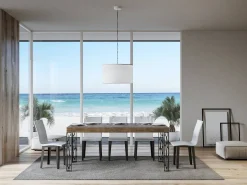 Mesa de comedor rectangular Gisa 160 cm de madera oscura con patas de metal gris oscuro