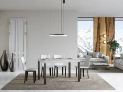 Mesa de comedor rectangular Evy de fresno blanco y metal antracita 180 cm