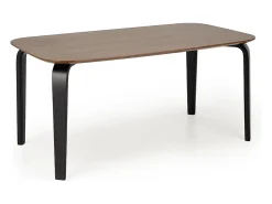 Mesa de comedor rectangular 160 cm con tablero de nogal y patas de madera negra PEDRO
