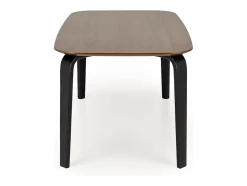 Mesa de comedor rectangular 160 cm con tablero de nogal y patas de madera negra PEDRO
